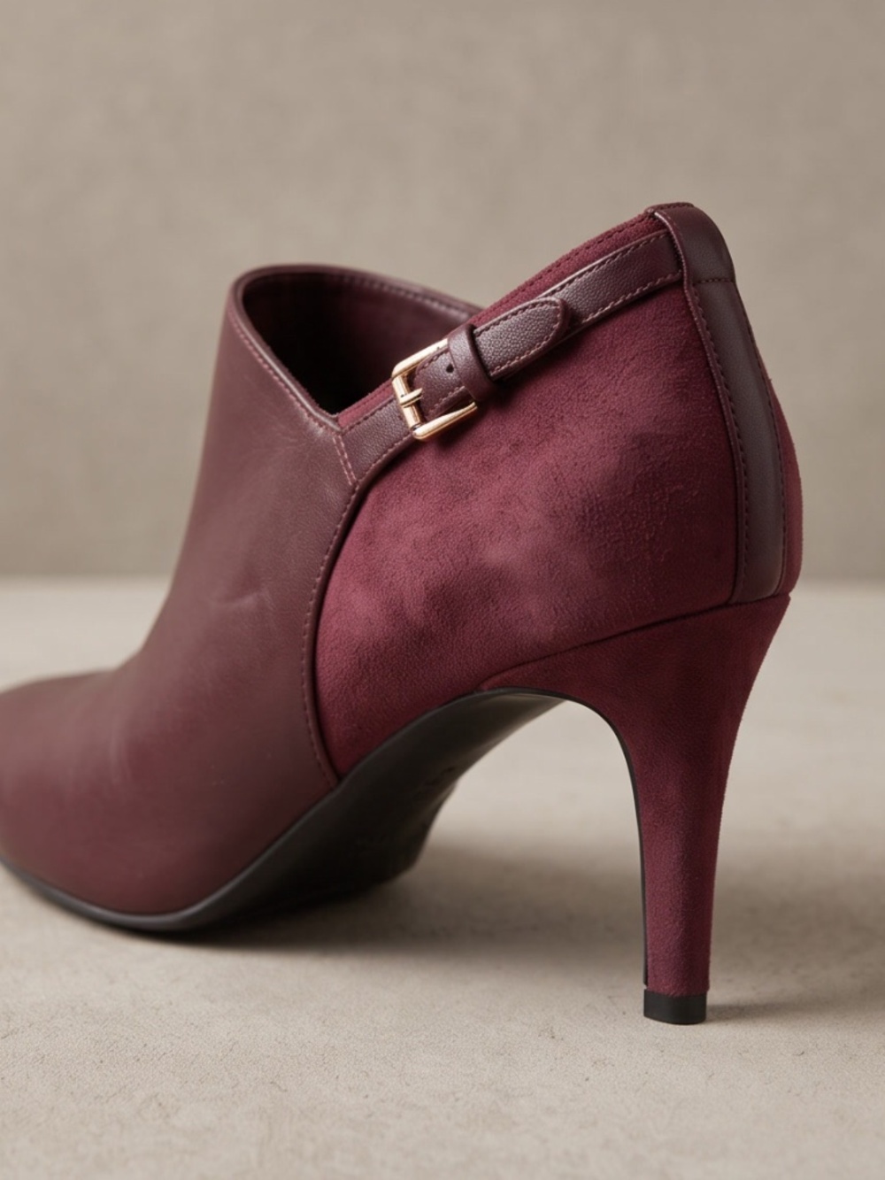Burgundy Suede and leather Bootie